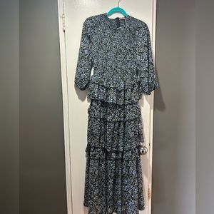 Udel NY modest black and blue floral maxi dress